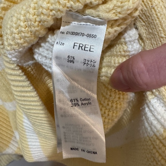 Moussy mock neck sweater cotton blend yellow white striped OS‎ - Picture 6 of 6